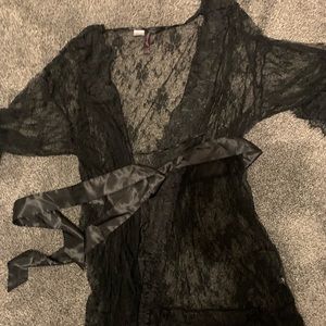 Sexy lace black robe